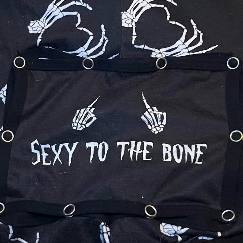 Black Skeleton Button Up Romper - image 6